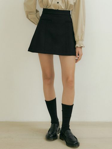 A Line Wool Skirt_Black - MORE THAN LIKE - Modalova