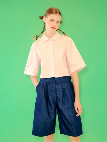 Cropped Short Sleeve Shirt_Pink - NANCYBOO - Modalova