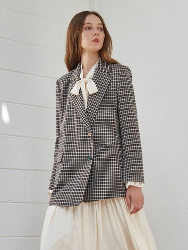 Asymmetric Check Jacket (Brown) - MITTE - Modalova