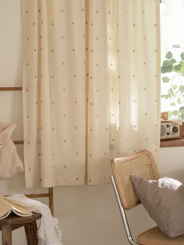 Natural Daisy Embroidery Small Window Curtain - DECOVIEW - Modalova