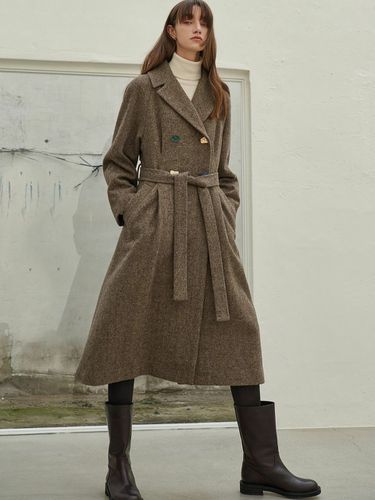 Tweed Double Pintuck Coat (Mocha) - MITTE - Modalova