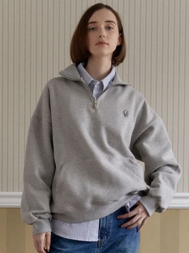 Logo Half Zip-Up Sweatshirt_Gray - DEAR MY DEER - Modalova