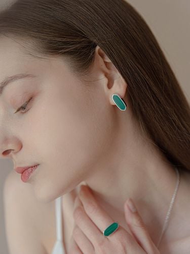 Malachite Hexagon Earring - Jean Paul Clarisse - Modalova