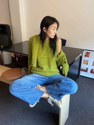 Fluffy Knit Top _ Green - RRACE - Modalova