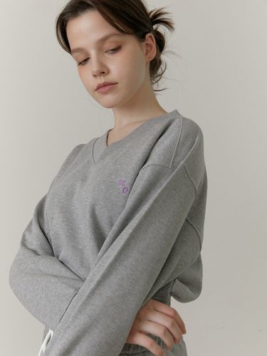 Logo V-neck Sweatshirt (Grey) - molto - Modalova