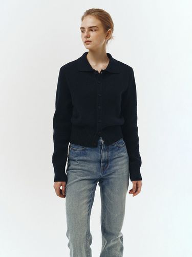 Unisex Open Collar Knit Gardigan_French Navy - Dunst for WOMEN - Modalova