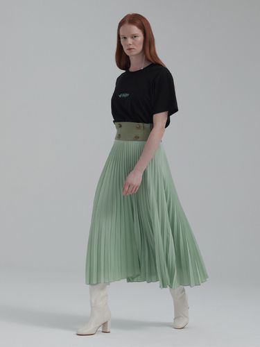 Buttoned Pleated Midi Skirt_Mint - ETCH - Modalova