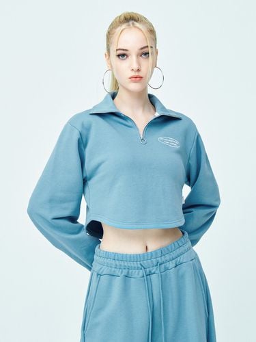 Front Logo Sporty Crop Half Zip-Up Sweatshirt - ATTENTIONROW FOR WOMEN - Modalova