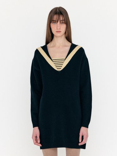 Sailor Collar Knit Dress _ - EENK - Modalova