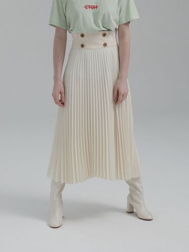 Buttoned Pleated Midi Skirt - ETCH - Modalova