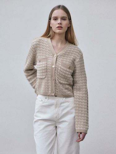 Tweed Knit Cardigan _ Beige - LOEUVRE - Modalova