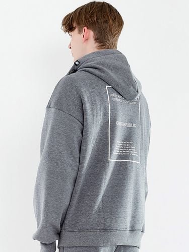 Back Over Printed Overfit Turtleneck Zip-Up Hoodie - GHOST REPUBLIC - Modalova