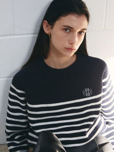 Retro Raglan Stripe Knit_Navy - NICK&NICOLE - Modalova