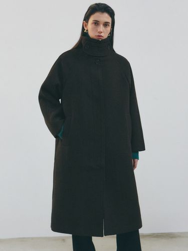 Wool Balmacaan Long Coat_Dark Brown - NICK&NICOLE - Modalova