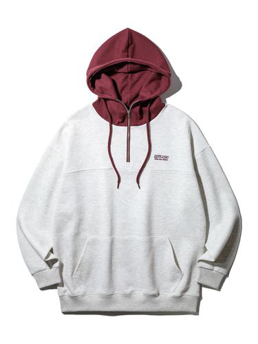 Amuse Color Block Half Zip-Up Hoodie - alvinclo - Modalova