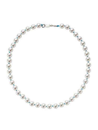 Knotted Pearl Necklace - Blue - PICOMENT - Modalova