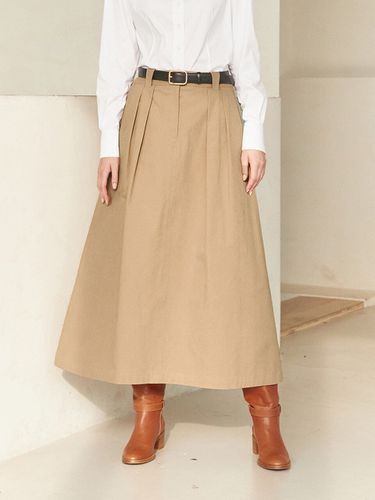 A-line Pintuck Cotton Skirt _Sand Beige - MOAT - Modalova