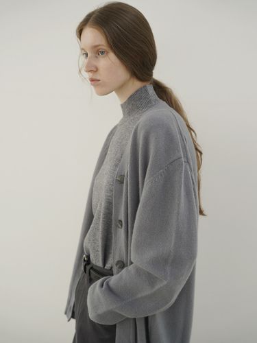 Ava Cashmere Wool V-Neck Cardigan_Blue Gray - LEIE - Modalova