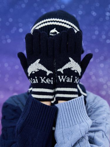 Dolphin Logo Graphic Gloves [Navy] - WAIKEI - Modalova