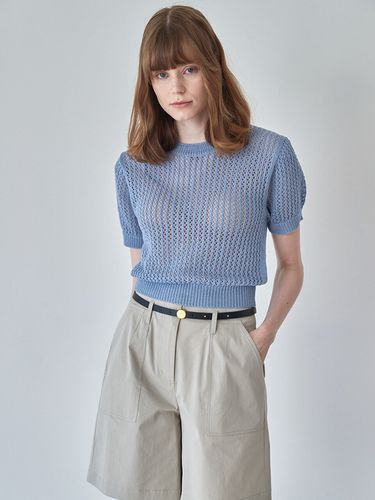 Punching Half Sleeve Pullover _Soft Blue - MOAT - Modalova