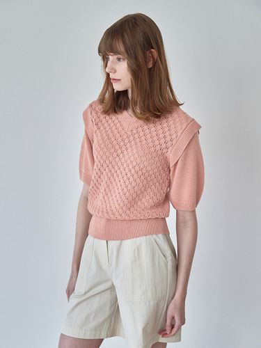 V-neck Jacquard Knit Top _Pale Pink - MOAT - Modalova