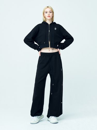 AW Logo Side Snap Sweatpants_Black - ATTENTIONROW FOR WOMEN - Modalova