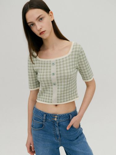 Checkered Crop Button Knitwear - LINE STUDIO ONE - Modalova