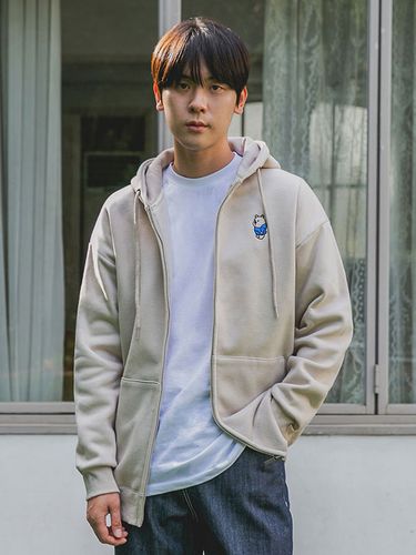 Teddy Bear Embroidery Zip-Up Hoodie - alvinclo - Modalova