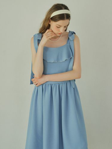 Ribbon Frill Dress_Skyblue - MORE THAN LIKE - Modalova