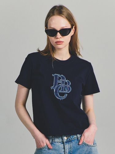 Cropped Twill PBC T-Shirt _ Navy - PaperBoy - Modalova