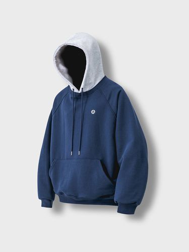 Two Tone Raglan Hoodie - Navy - ANGLAN - Modalova