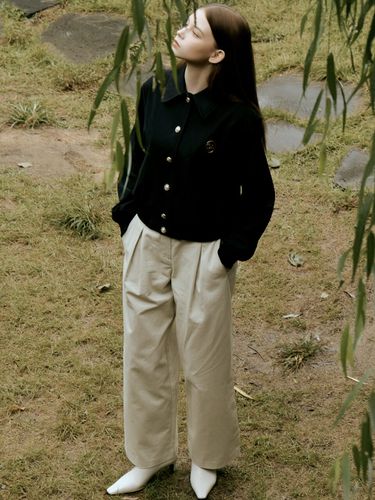 Wide One-tuck Cotton Pants _Light Beige - ANOETIC - Modalova