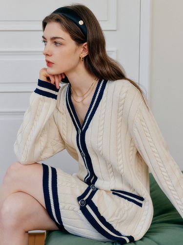 Aria Cable Knit Cardigan_2 Colors - LOOKAST - Modalova