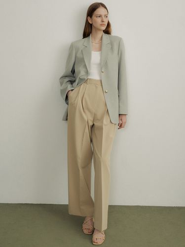 Low-Rise Pintuck Pants (Beige) - octette - Modalova