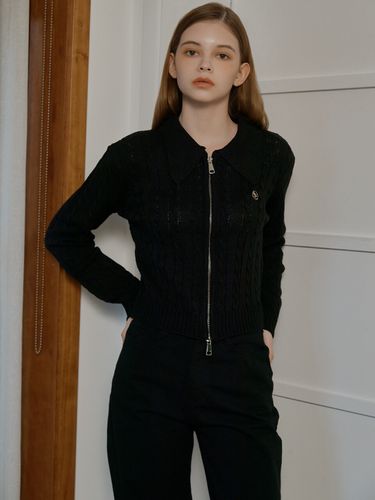 ANC Zip-up Knit Cardigan _Black - ANOETIC - Modalova