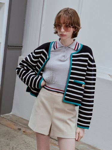 Binding Color Point Stripe Cardigan - HUNCH - Modalova