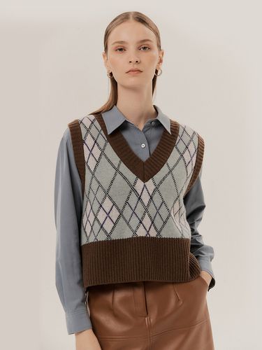 Unique Color Point Argyle Knit Vest - HUNCH - Modalova