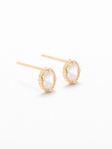 Dot Line Oval Cubic Earrings #W10_ Gold - LUNNE - Modalova