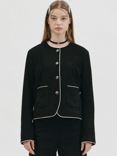 Suede Cropped Classic Jacket_Black - doffsept - Modalova