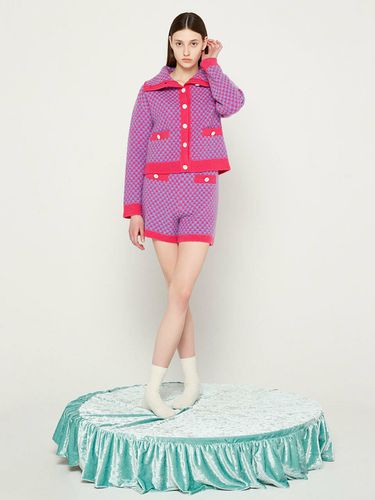 Gingham Knit Cardigan_Purple - JOHNNY HATES JAZZ - Modalova