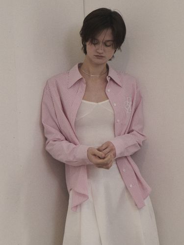 Big Logo Stripe Basic Shirt _ Pink - CITYBREEZE - Modalova