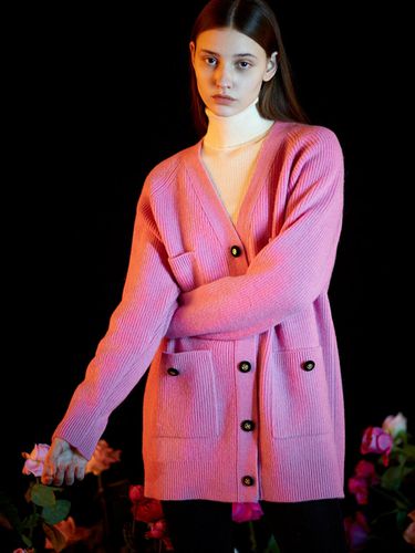 Velvet Button V-neck Knit Cardigan_Pink - JOHNNY HATES JAZZ - Modalova