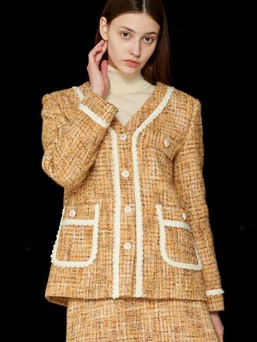 V-Neck Tweed Wool Jacket_Yellow - JOHNNY HATES JAZZ - Modalova