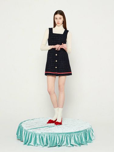 Square Neck Tweed Mini Dress_Navy - JOHNNY HATES JAZZ - Modalova