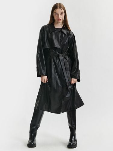 Faux Leather Trench Coat_Black - doffsept - Modalova