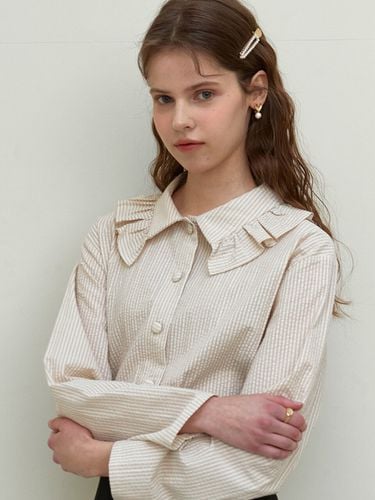 Stripe Frill Blouse_Beige j1137 - JOORTI - Modalova