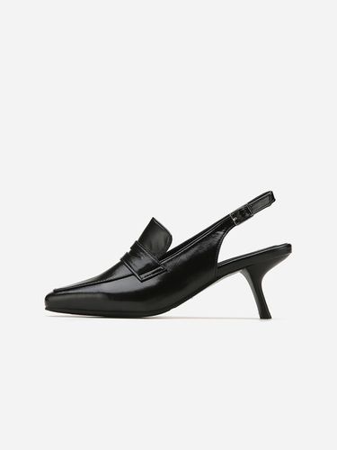 Square Toe Loafer Heel Slingback (6.5cm) - SALTANDCHOCOLATE - Modalova