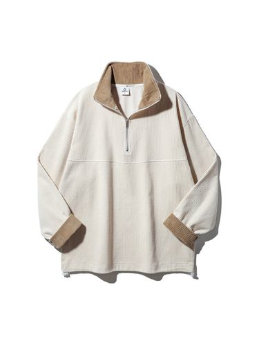 Corduroy Cut-Out Half Zip-Up Sweatshirt - alvinclo - Modalova