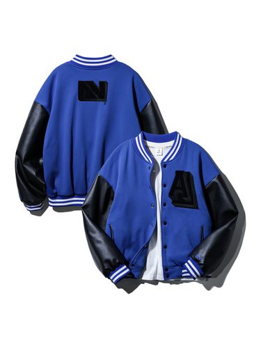 A Patch Baseball Varsity Jacket_Cobalt Blue - alvinclo - Modalova