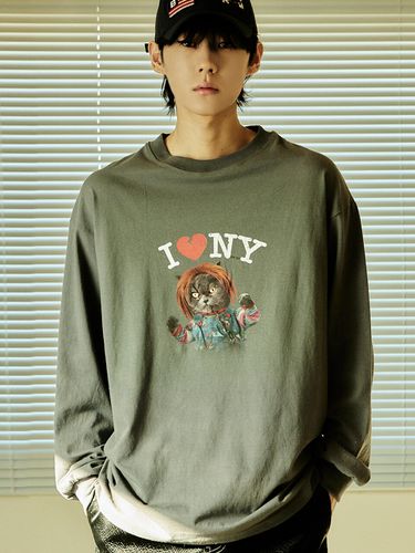 New Boy Horror Cat Long Sleeve T-Shirt _ - beyondcloset - Modalova